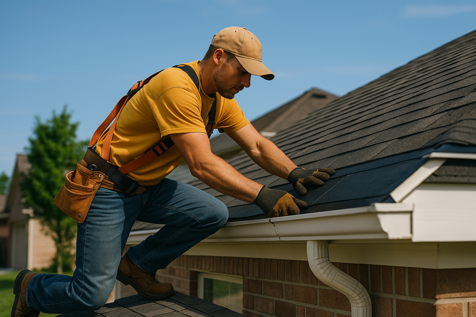 Editorial illustration depicting best roofing materials heavy rain storms cypress texas